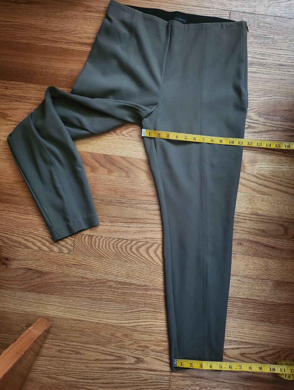 Talbots Portland Pants Slim Leg Cotton Blend Olive Green Size 12 - Picture 13 of 14